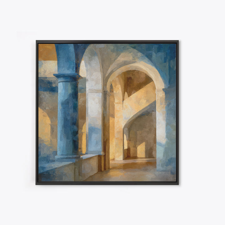 High Contrast Architectural Arches and Shadows Canvas Print, Black and White Art, Statement Artwork, Living Room Decor, BAW-1x1-75