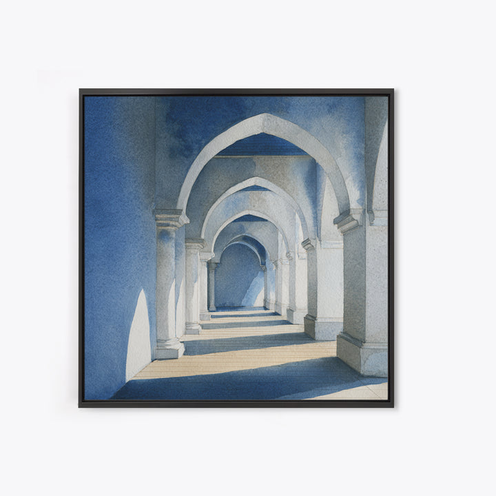 High Contrast Architectural Arches and Shadows Canvas Print, Black and White Art, Wall Decor, Living Room Decor, Monochrome, BAW-1x1-99