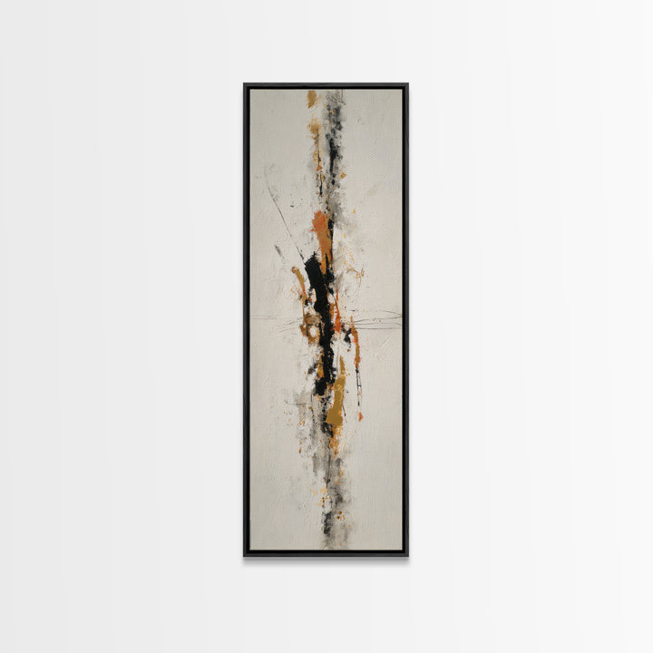 Abstract Charcoal Gestures on White Paper Canvas Print, Black and White Art, Living Room Decor, Abstract Art, Monochrome, BAW-1x3-16