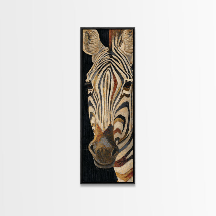 Zebra Stripe Closeup as Graphic Abstraction Framed Canvas Print, Black and White Art, Art, Living Room Decor, Monochrome, BAW-1x3-20