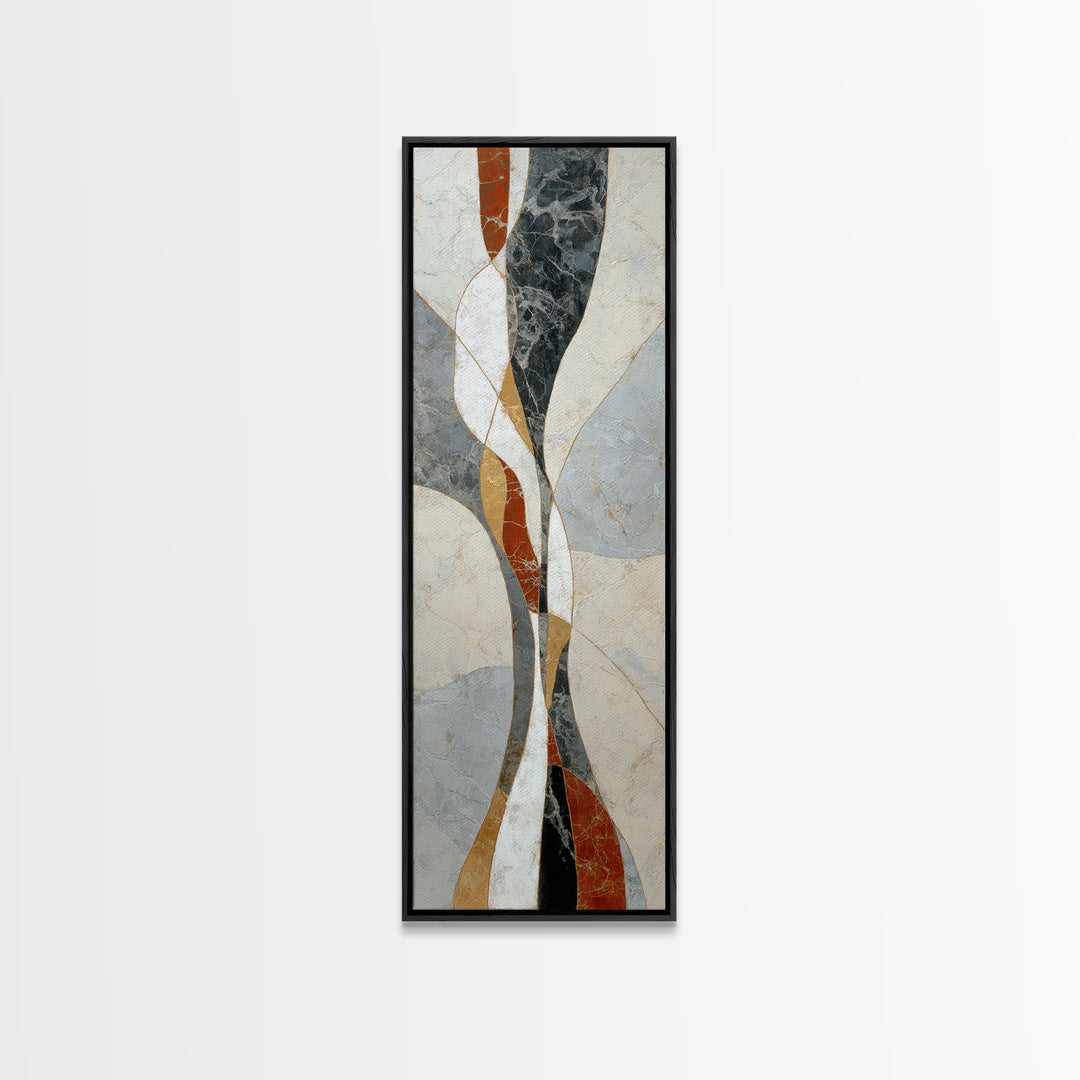 Abstract Marble Texture Framed Canvas Print, Black and White Art, Digital Art, Living Room Decor, Abstract Art, Monochrome, BAW-1x3-3