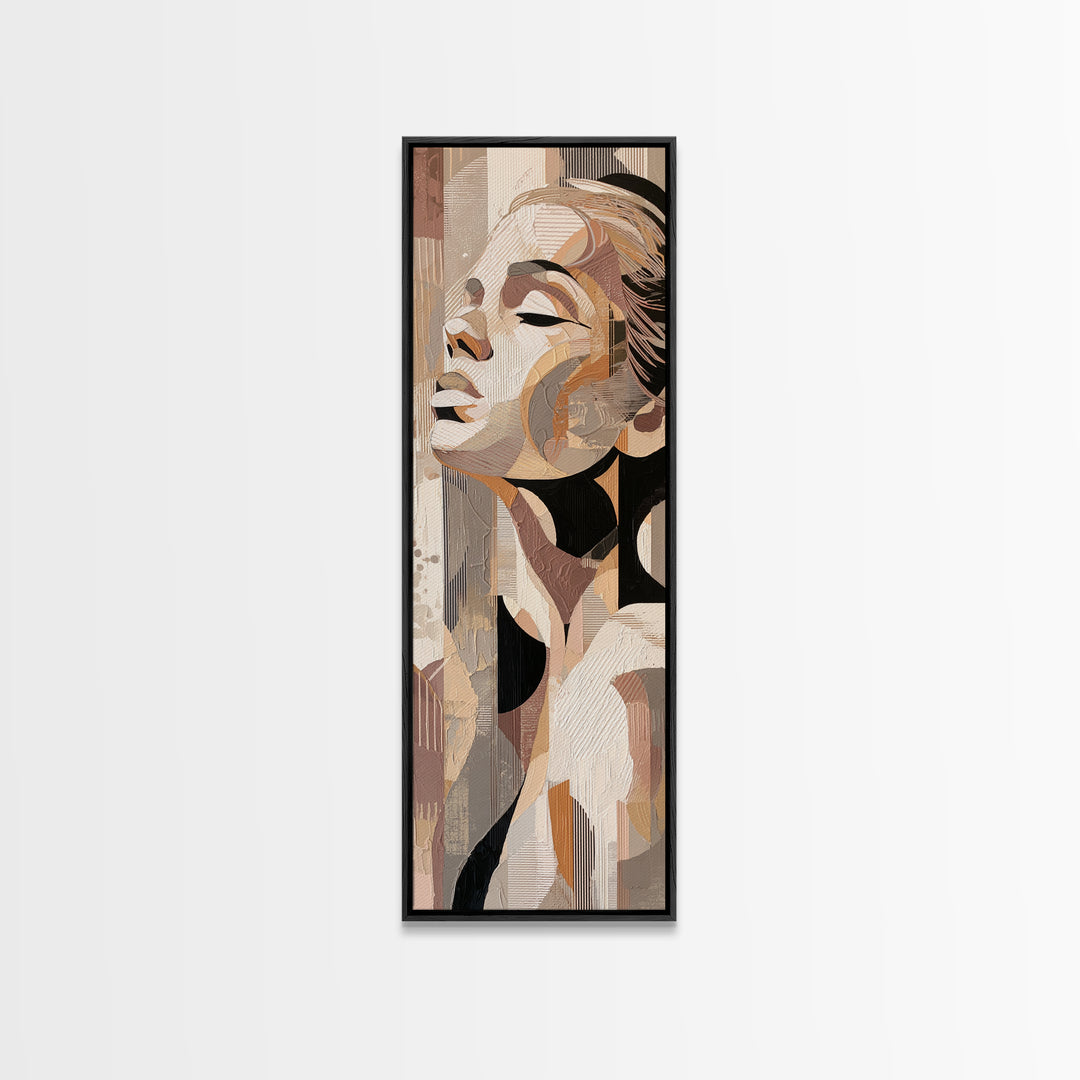 Monochrome Female Profile Canvas Print, Black and White Art, Minimalist Decor, Living Room Decor, Fine Art, Monochrome, BAW-1x3-37