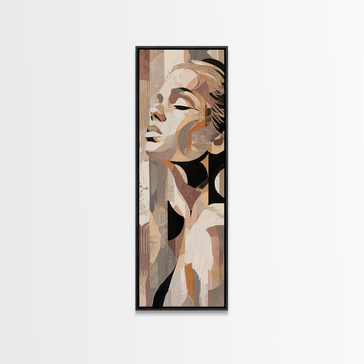 Monochrome Female Profile Canvas Print, Black and White Art, Minimalist Decor, Living Room Decor, Fine Art, Monochrome, BAW-1x3-37