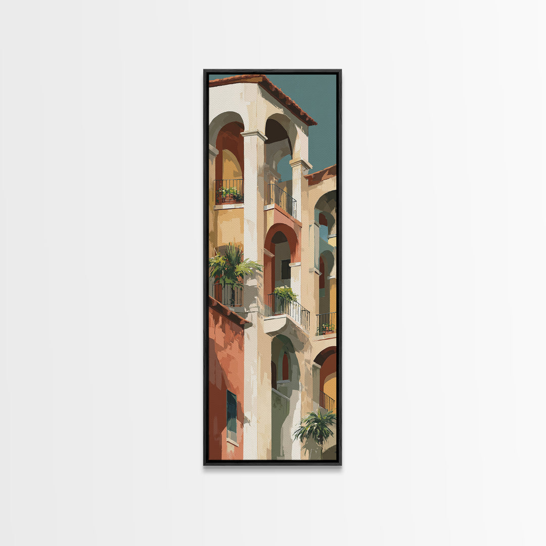 High Contrast Architectural Arches and Shadows Canvas Print, Black and White Art, Apartment Decor, Living Room Decor, BAW-1x3-39