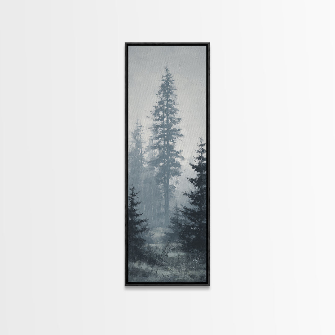 Moody Foggy Forest Canvas Print, Black and White Art, Printable Art, Living Room Decor, Fine Art, Monochrome, Gallery Decor, BAW-1x3-43