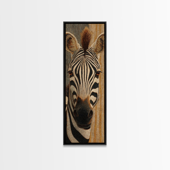 Zebra Stripe Closeup as Graphic Abstraction Canvas Print, Black and White Art, Art Print, Living Room Decor, Monochrome, BAW-1x3-44