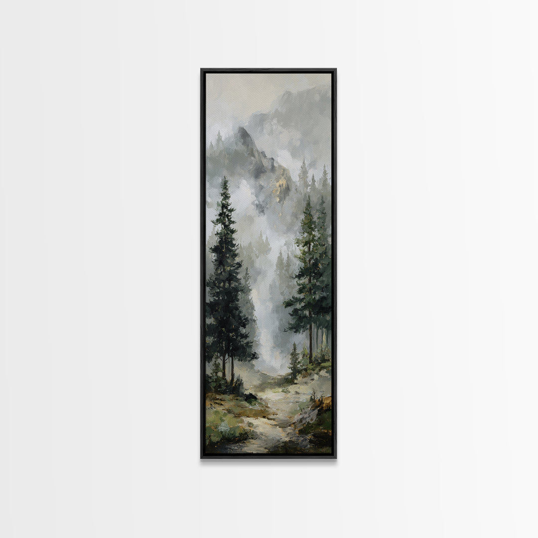 Misty Bridge Landscape Canvas Print, Black and White Art, Modern Wall Art, Living Room Decor, Monochrome, Fine Art Print, BAW-1x3-55