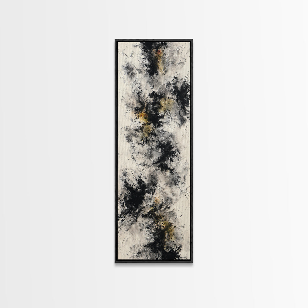 Abstract Charcoal Gestures on White Paper Canvas Print, Black and White Art, Printable Art, Living Room Decor, Monochrome, BAW-1x3-64