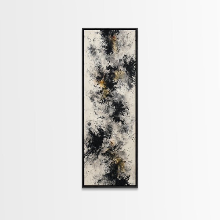 Abstract Charcoal Gestures on White Paper Canvas Print, Black and White Art, Printable Art, Living Room Decor, Monochrome, BAW-1x3-64