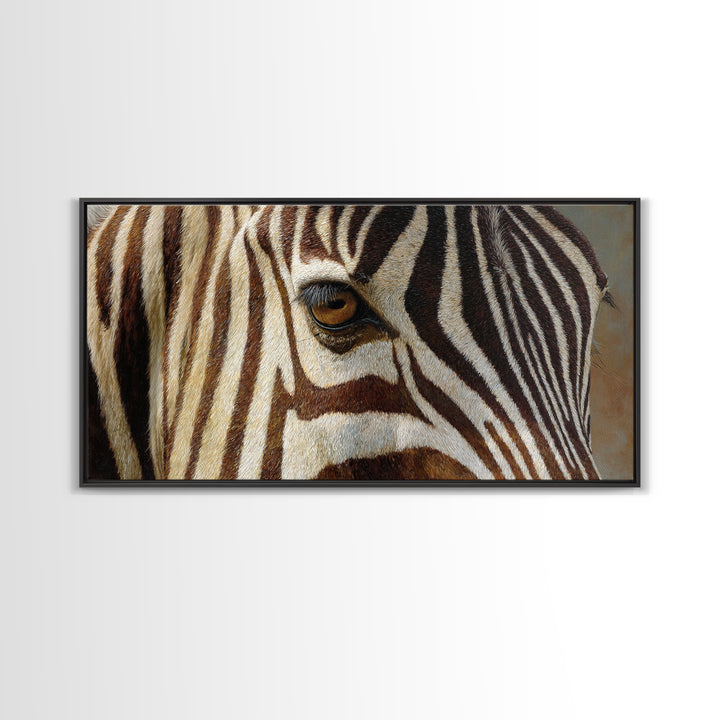 Zebra Stripe Closeup as Graphic Abstraction Canvas Print, Black and White Art, Contemporary Art, Living Room Decor, Monochrome, BAW-2x1-28