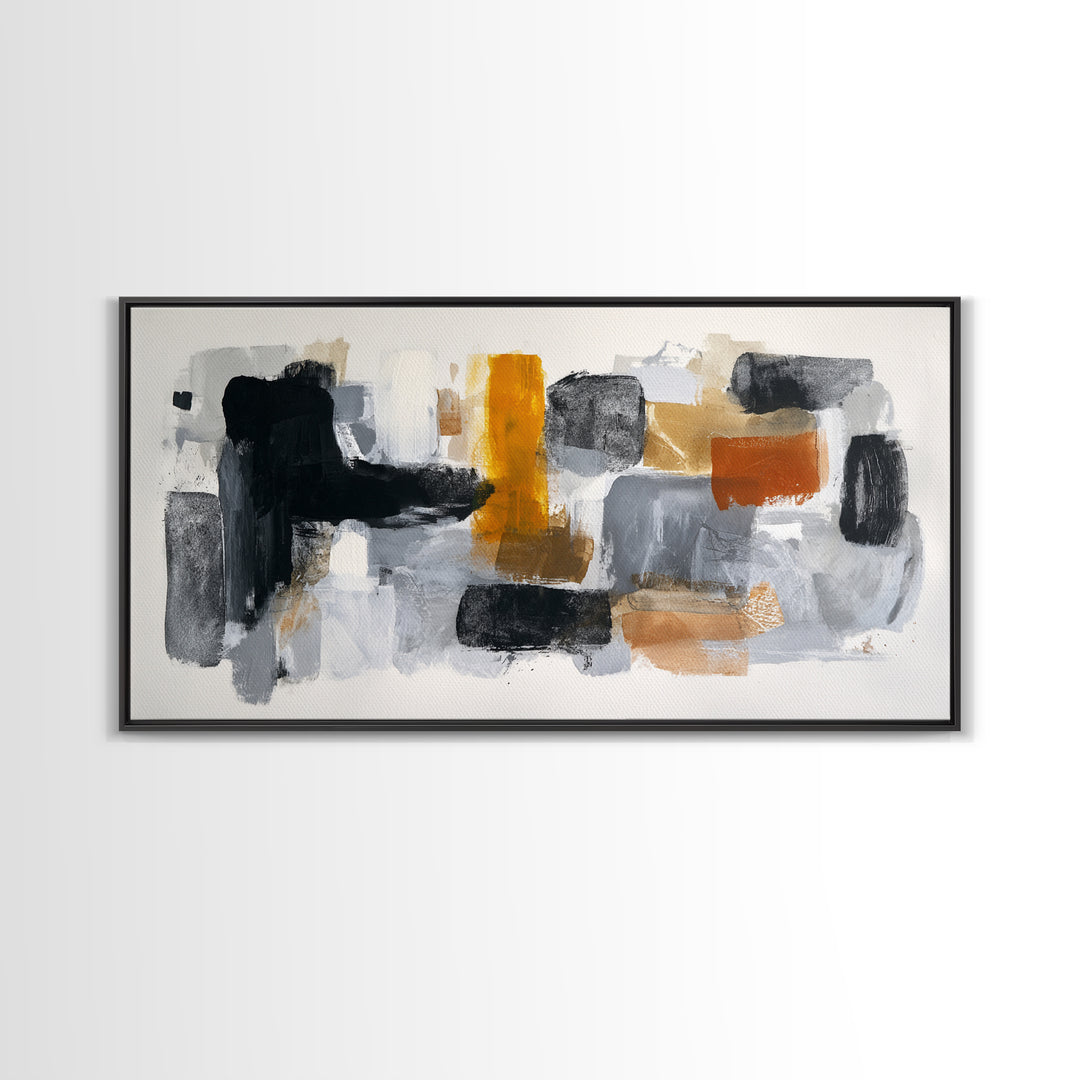 Abstract Charcoal Gestures on White Paper Canvas Print, Black and White Art, Digital Prints, Living Room Decor, Abstract Art, BAW-2x1-48