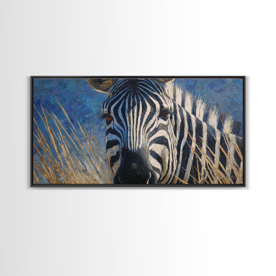 Zebra Stripe Closeup as Graphic Abstraction Canvas Print, Black and White Art, Halloween Decor, Living Room Decor, Monochrome, BAW-2x1-52