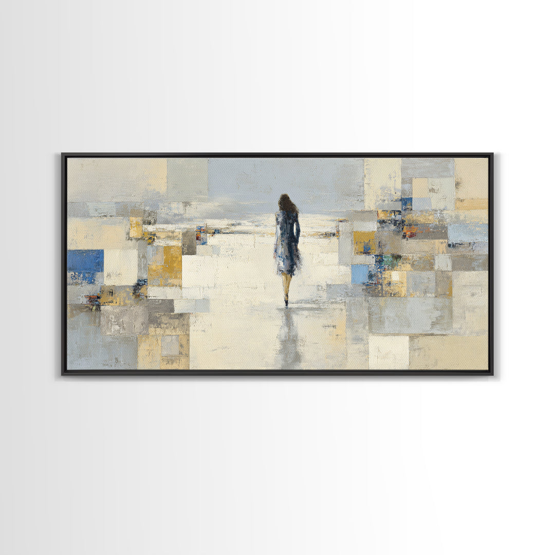 Classic Nude Figure Sketch Canvas Print, Black and White Art, Original Art, Living Room Decor, Oil Painting, Monochrome, BAW-2x1-53