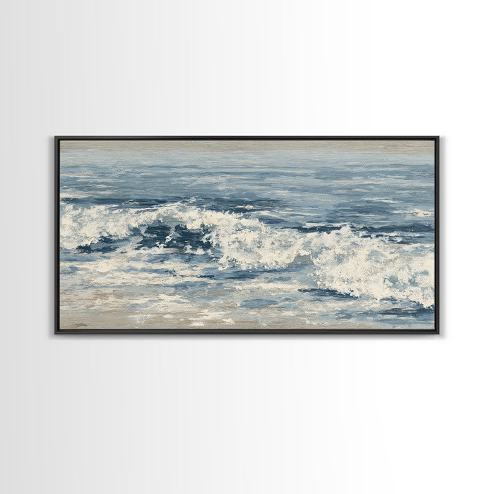 Stormy Ocean Wave Canvas Print, Black and White Art, Digital Prints, Living Room Decor, Fine Art, Monochrome, Wood Wall Art, BAW-2x1-54