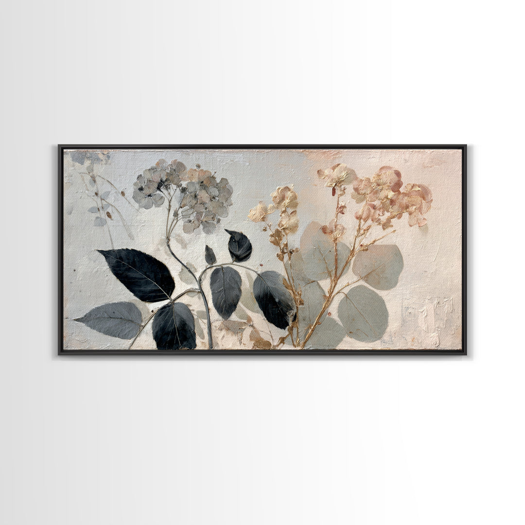 Black and White Botanical Specimen Plate Canvas Print, Black and White Art, Gallery Decor, Living Room Decor, Monochrome, BAW-2x1-67