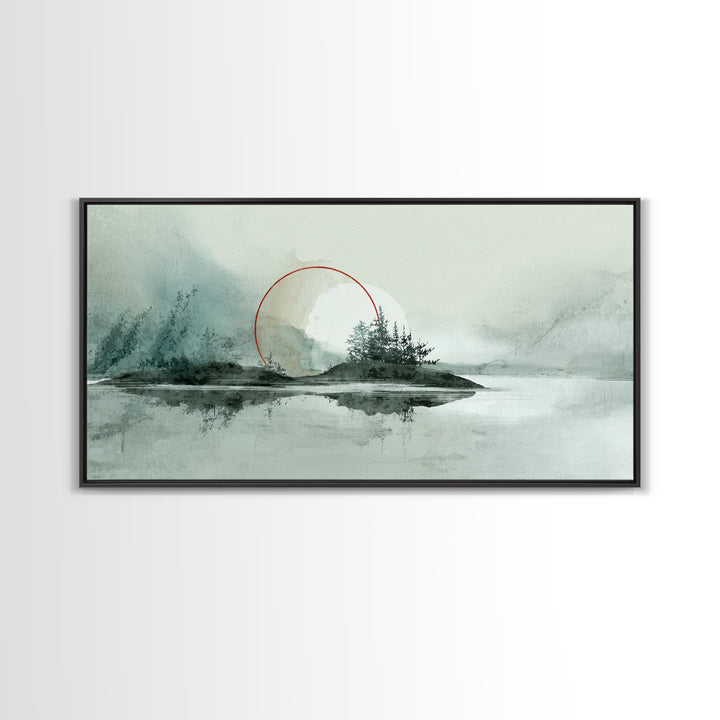 Large Circle and Line Abstract Canvas Print, Black and White Art, Digital Art, Living Room Decor, Abstract Art, Monochrome, BAW-2x1-68