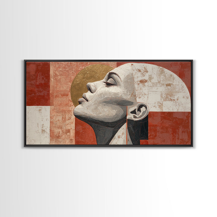 Monochrome Female Profile Canvas Print, Black and White Art, Printable Art, Living Room Decor, Abstract Art, Monochrome, BAW-2x1-69
