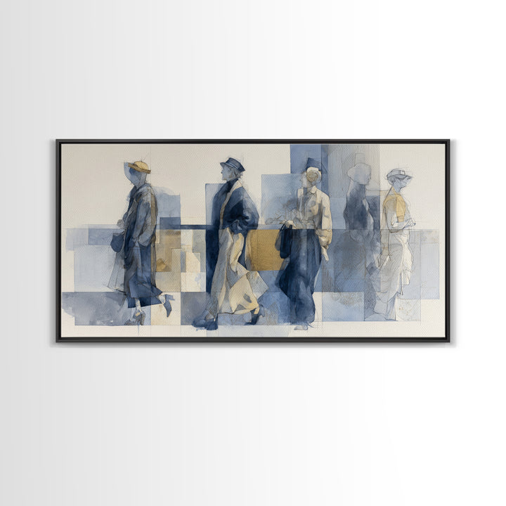 Classic Nude Figure Sketch Canvas Print, Black and White Art, Original Art, Living Room Decor, Oil Painting, Monochrome, BAW-2x1-77