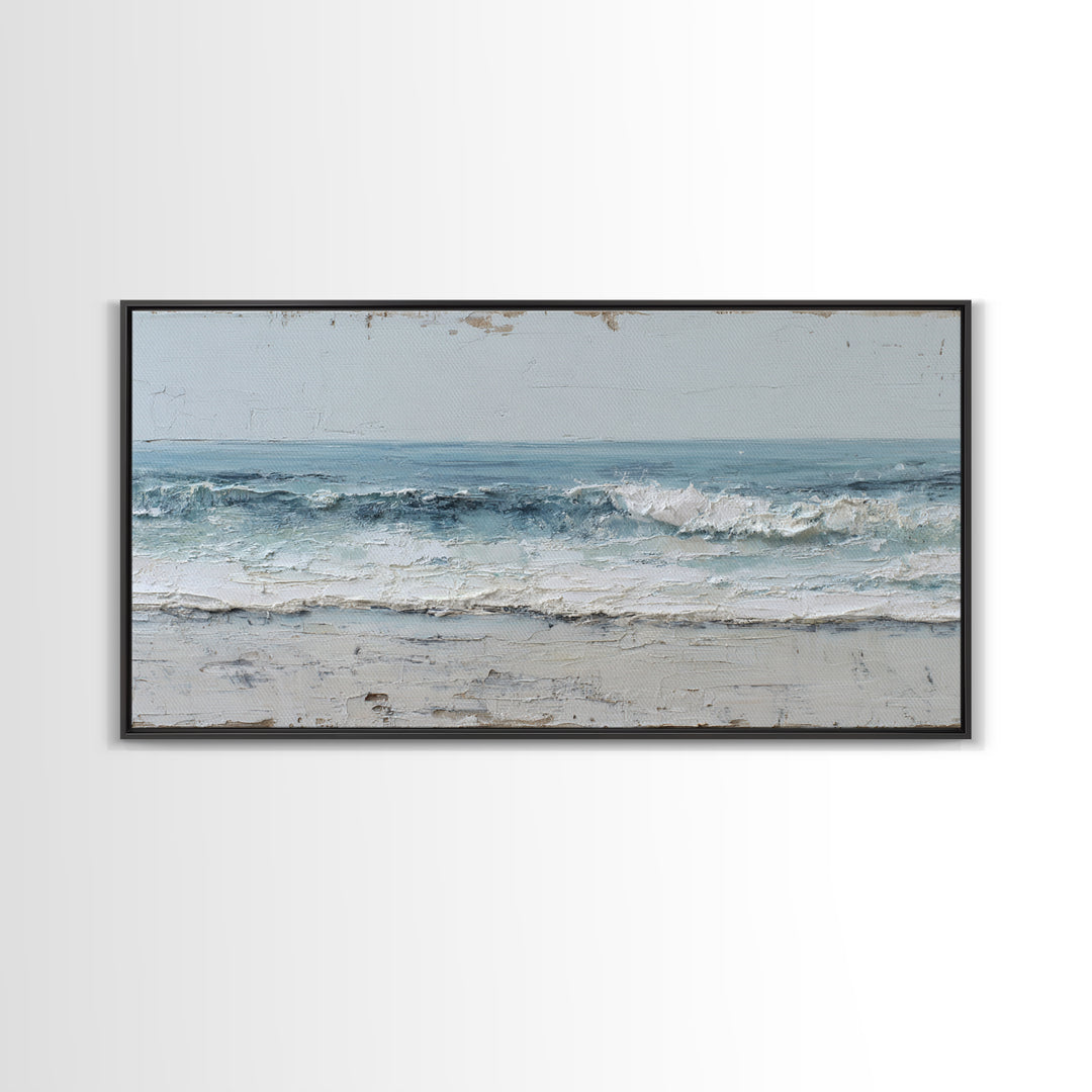 Stormy Ocean Wave Canvas Print, Black and White Art, Digital Prints, Living Room Decor, Fine Art, Monochrome, Wood Wall Art, BAW-2x1-78