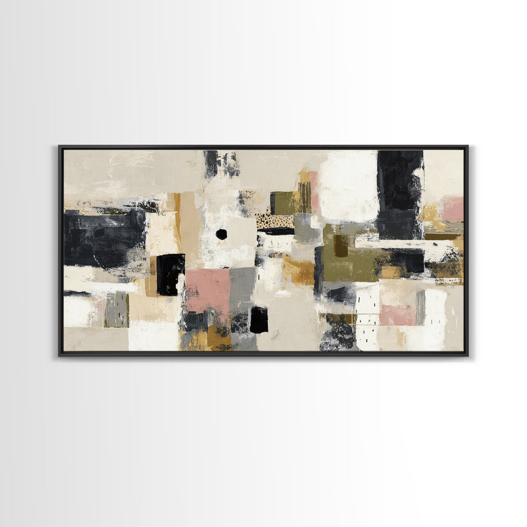 Abstract Marble Texture Framed Canvas Print, Black and White Art, Wall Decor, Living Room Decor, Fine Art, Monochrome, BAW-2x1-83