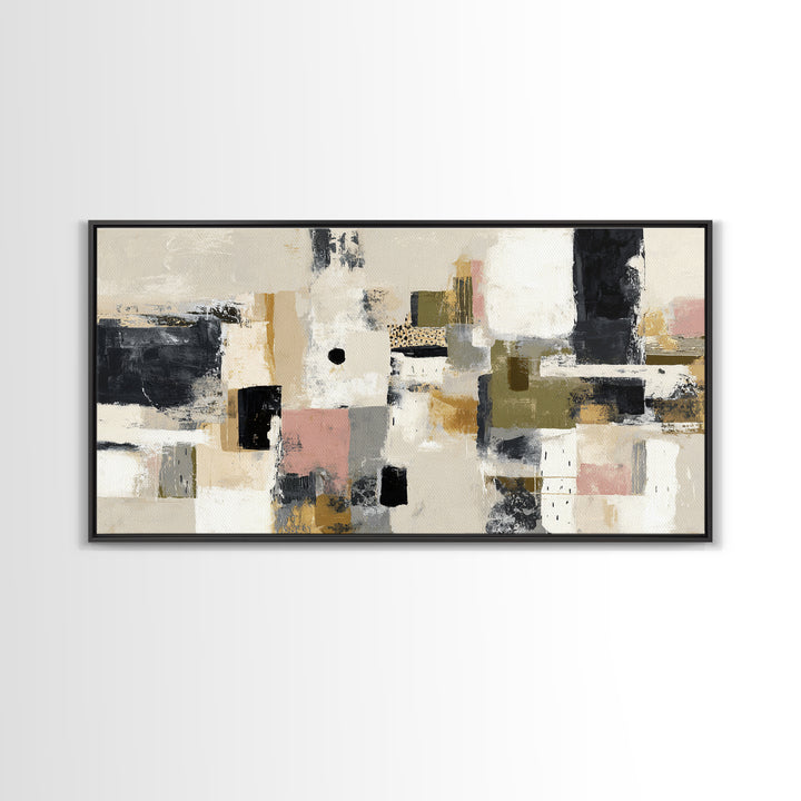 Abstract Marble Texture Framed Canvas Print, Black and White Art, Wall Decor, Living Room Decor, Fine Art, Monochrome, BAW-2x1-83