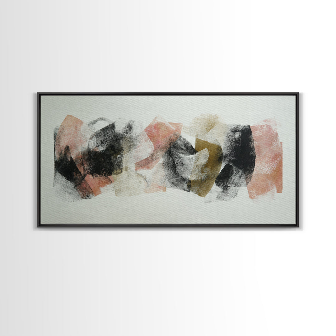 Abstract Charcoal Gestures on White Paper Canvas Print, Black and White Art, Modern Wall Art, Living Room Decor, Monochrome, BAW-2x1-96