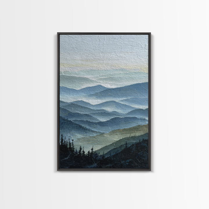 Black Ink Mountain Range Canvas Print, Black and White Art, Contemporary Art, Living Room Decor, Fine Art, Monochrome, BAW-2x3-10