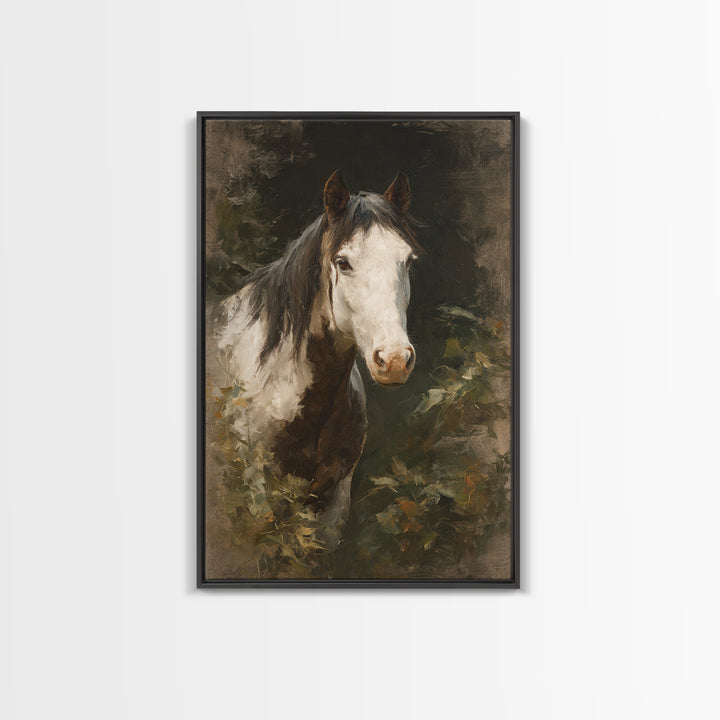 Black and White Wild Horse Portrait Canvas Print, Black and White Art, Printable Wall Art, Living Room Decor, Monochrome, BAW-2x3-13