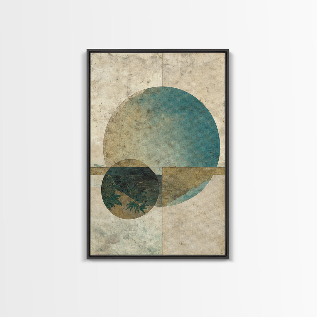 Large Circle and Line Abstract Canvas Print, Black and White Art, Statement Artwork, Living Room Decor, Abstract Art, BAW-2x3-32