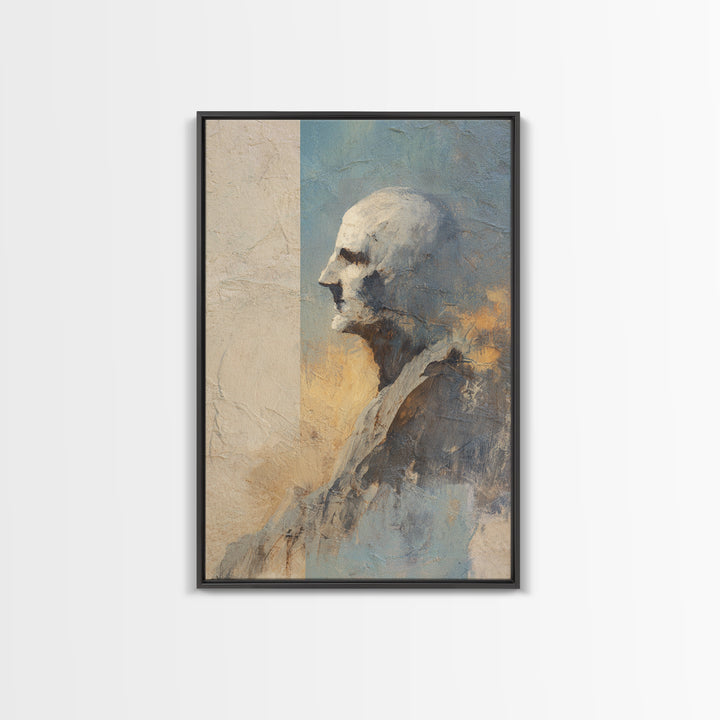 Classic Nude Figure Sketch Framed Canvas Print, Black and White Art, Mid Century Modern, Living Room Decor, Monochrome, BAW-2x3-41