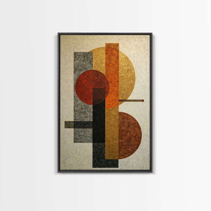 Geometric Bauhaus Grayscale Shapes Canvas Print, Black and White Art, Wall Decor, Living Room Decor, Fine Art, Monochrome, BAW-2x3-50