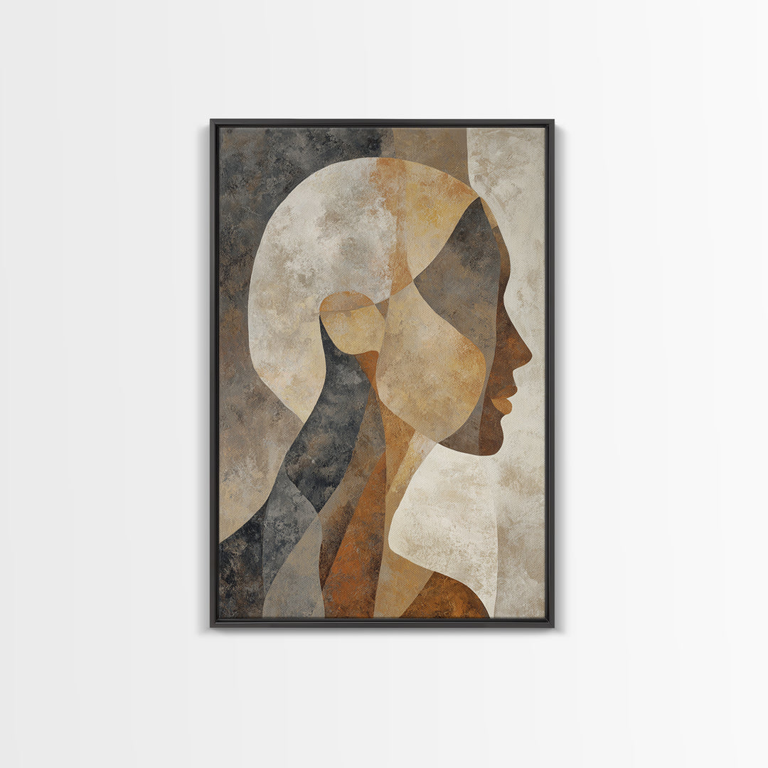 Monochrome Female Profile Canvas Print, Black and White Art, Modern Wall Art, Living Room Decor, Fine Art, Monochrome, BAW-2x3-57