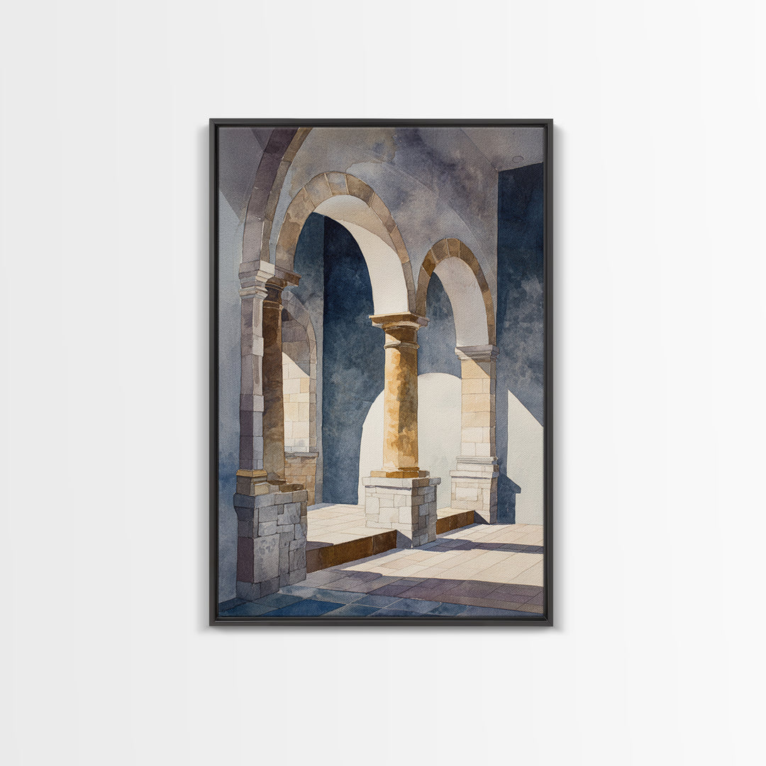 High Contrast Architectural Arches and Shadows Canvas Print, Black and White Art, Original Art, Living Room Decor, Monochrome, BAW-2x3-59