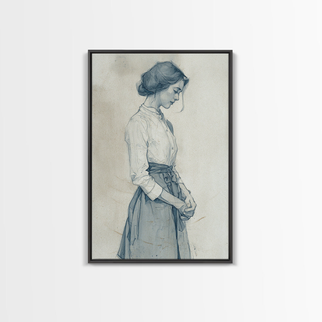 Classic Nude Figure Sketch Canvas Print, Black and White Art, Apartment Decor, Living Room Decor, Fine Art, Monochrome, BAW-2x3-65