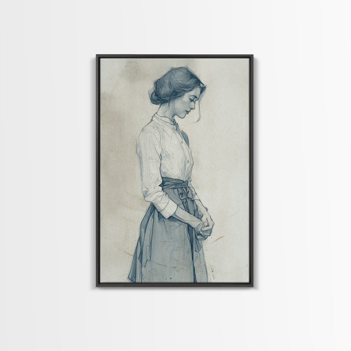 Classic Nude Figure Sketch Canvas Print, Black and White Art, Apartment Decor, Living Room Decor, Fine Art, Monochrome, BAW-2x3-65