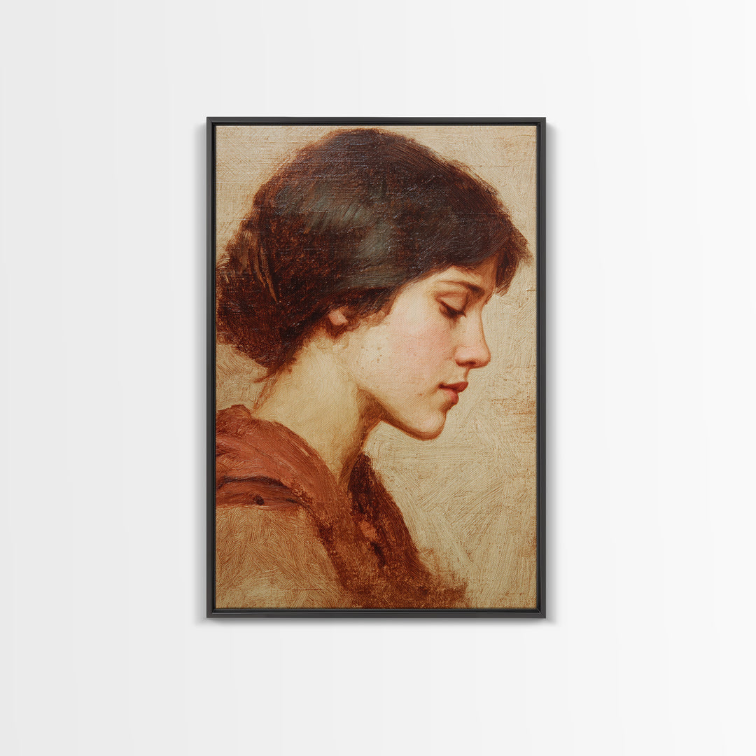 Classic Nude Figure Sketch Framed Canvas Print, Black and White Art, Living Room Wall Art, Living Room Decor, Monochrome, BAW-2x3-89