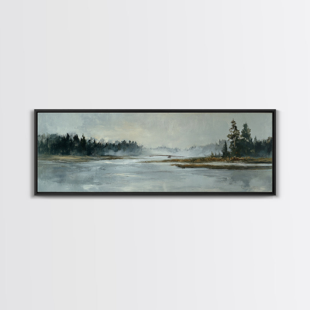 Misty Bridge Landscape Canvas Print, Black and White Art, Photo Prints, Living Room Decor, Watercolor Art, Monochrome, BAW-3x1-11
