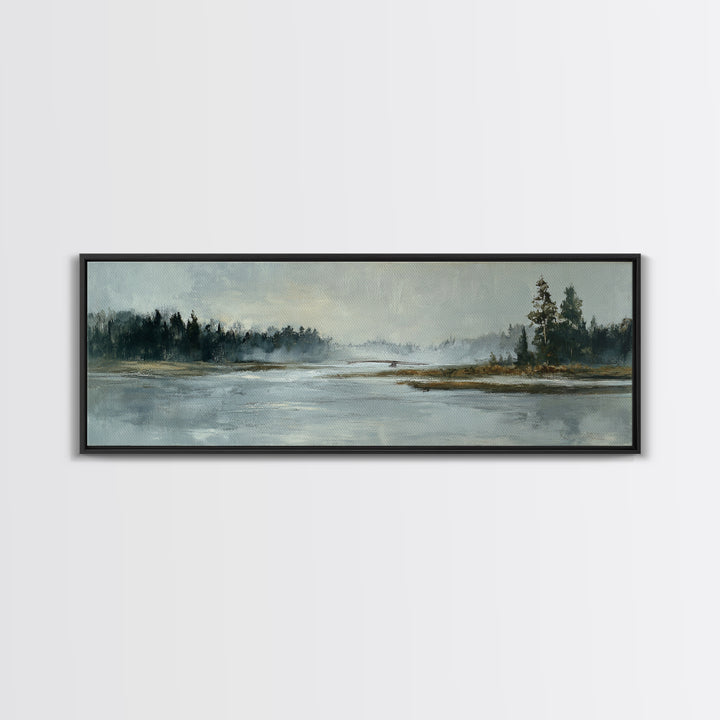 Misty Bridge Landscape Canvas Print, Black and White Art, Photo Prints, Living Room Decor, Watercolor Art, Monochrome, BAW-3x1-11