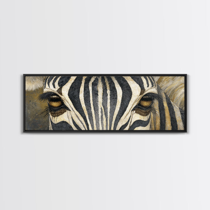 Zebra Stripe Closeup as Graphic Abstraction Canvas Print, Black and White Art, Textured Painting, Living Room Decor, Monochrome, BAW-3x1-48