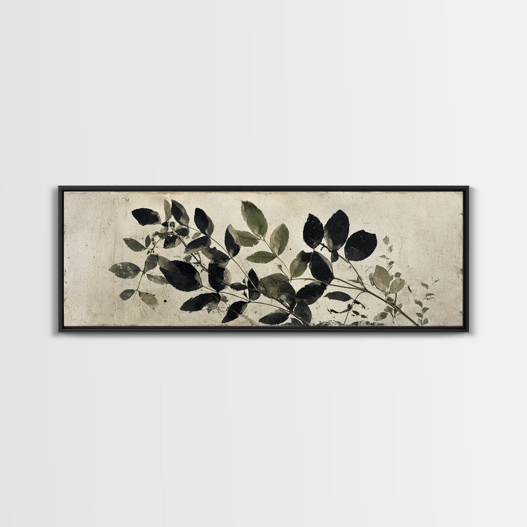Black and White Botanical Specimen Plate Canvas Print, Black and White Art, Contemporary Art, Living Room Decor, Monochrome, BAW-3x1-63