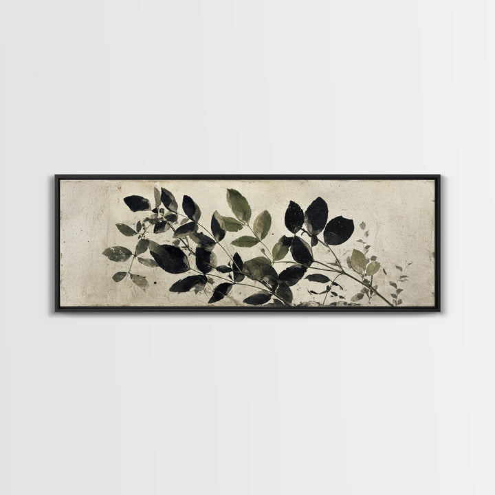 Black and White Botanical Specimen Plate Canvas Print, Black and White Art, Contemporary Art, Living Room Decor, Monochrome, BAW-3x1-63