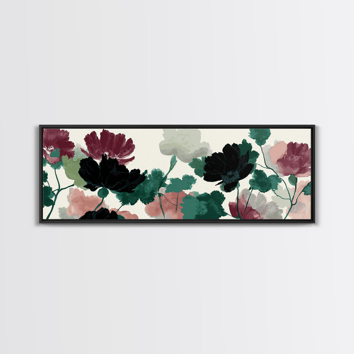 Minimal Botanical Branch Canvas Print, Black and White Art, Wall Art, Living Room Decor, Watercolor Art, Monochrome, BAW-3x1-70