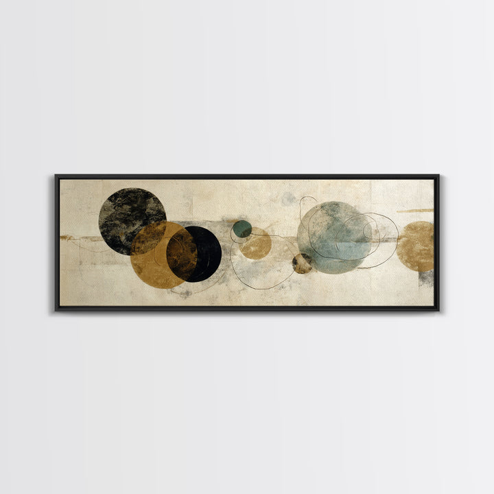 Large Circle and Line Abstract Canvas Print, Black and White Art, Wall Art, Living Room Decor, Abstract Art, Monochrome, BAW-3x1-88