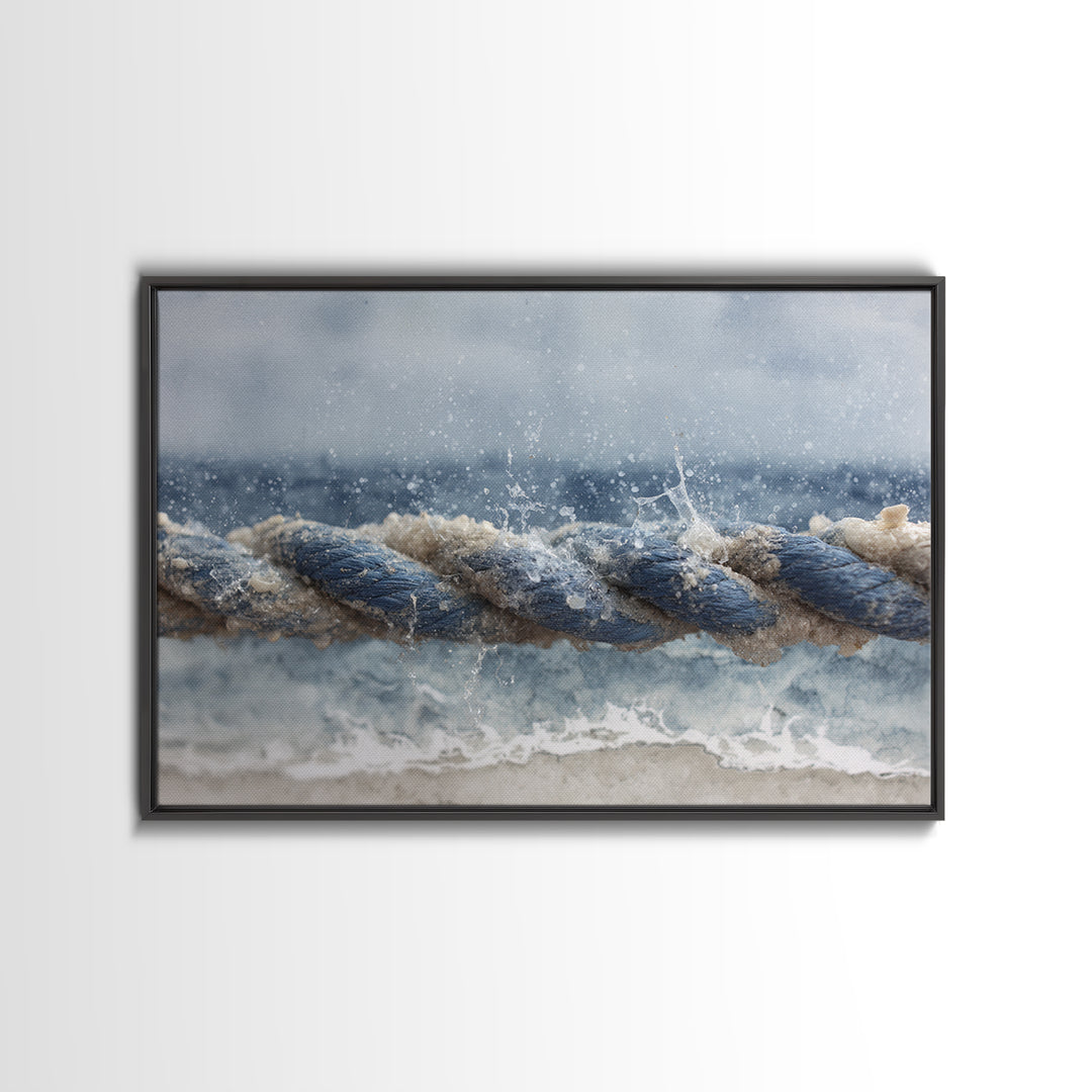 Stormy Ocean Wave Framed Canvas Print, Black and White Art, Gothic Decor, Living Room Decor, Oil Painting, Monochrome, BAW-3x2-14