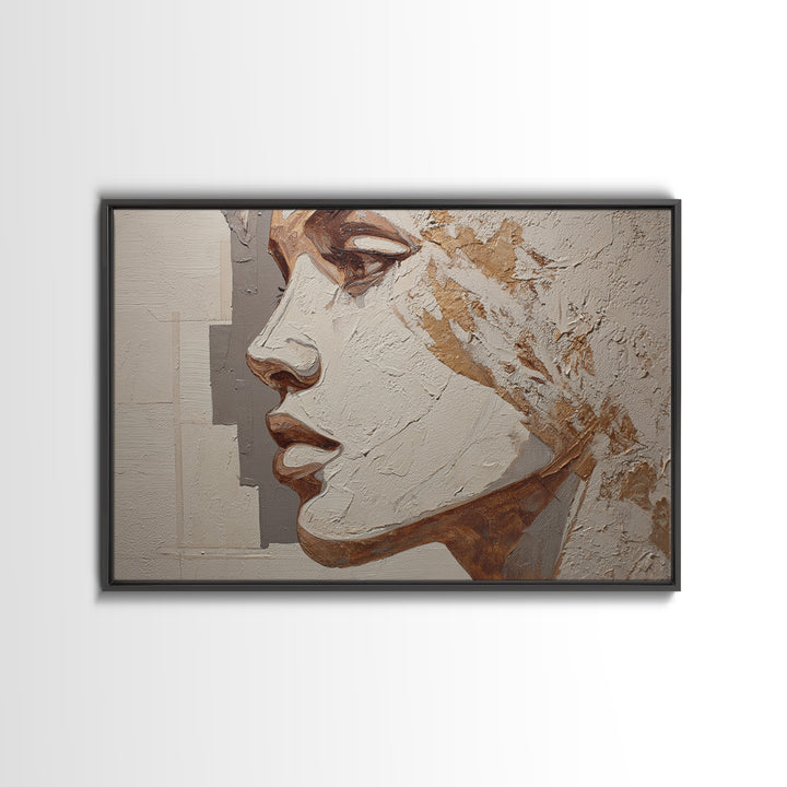 Monochrome Female Profile Canvas Print, Black and White Art, Modern Decor, Living Room Decor, Abstract Art, Monochrome, BAW-3x2-29