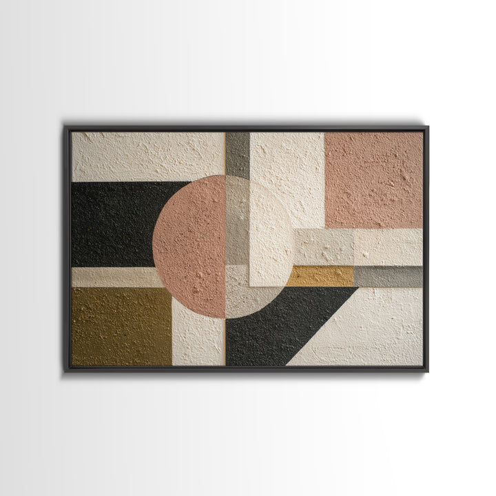 Geometric Bauhaus Grayscale Shapes Canvas Print, Black and White Art, Abstract Wall Art, Living Room Decor, Monochrome, BAW-3x2-46