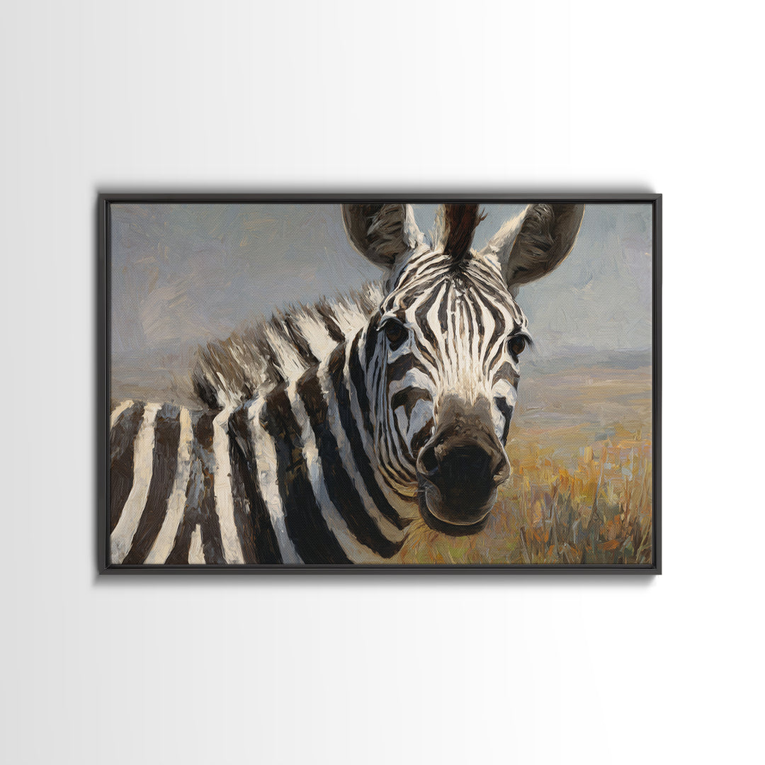 Zebra Stripe Closeup as Graphic Abstraction Canvas Print, Black and White Art, Textured Painting, Living Room Decor, Monochrome, BAW-3x2-60