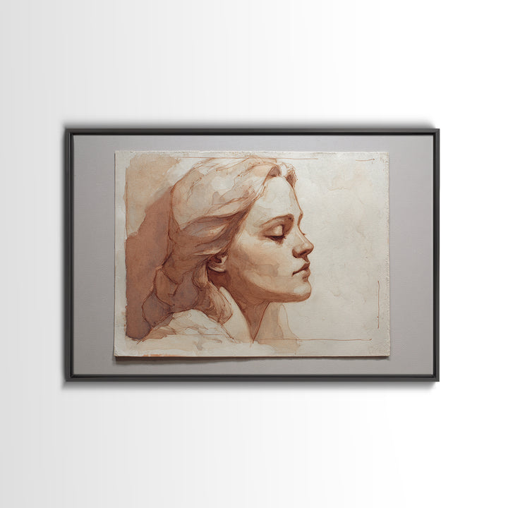 Classic Nude Figure Sketch Canvas Print, Black and White Art, Modern Art, Living Room Decor, Oil Painting, Monochrome, BAW-3x2-61