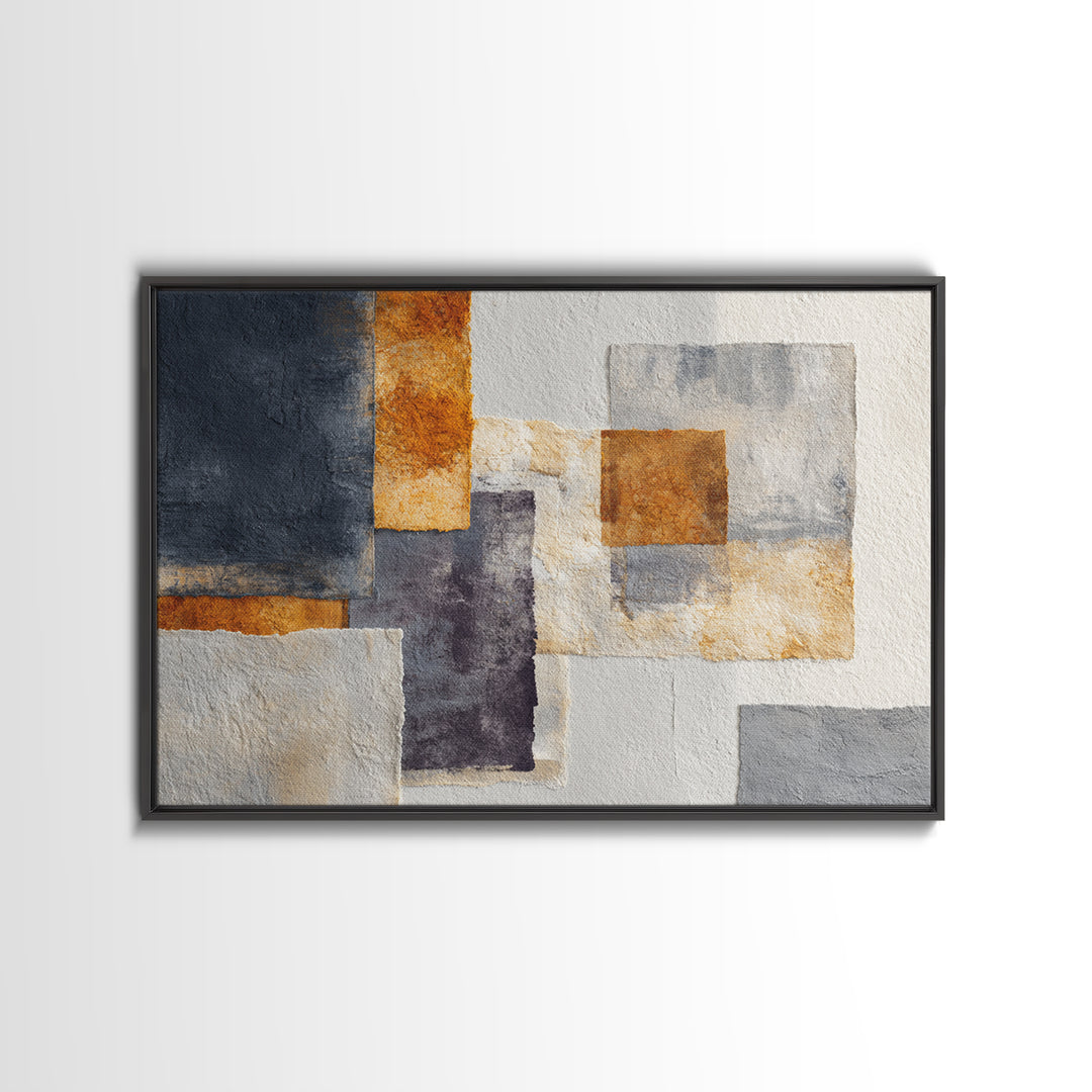 Geometric Bauhaus Grayscale Shapes Canvas Print, Black and White Art, Abstract Wall Art, Living Room Decor, Monochrome, BAW-3x2-70