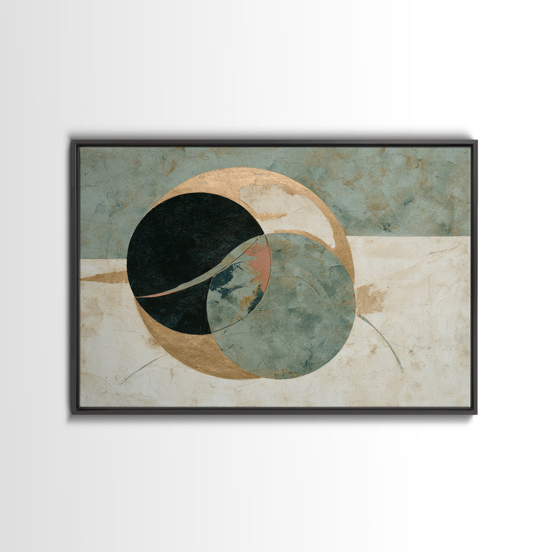 Large Circle and Line Abstract Canvas Print, Black and White Art, Luxury Decor, Living Room Decor, Abstract Art, Monochrome, BAW-3x2-76
